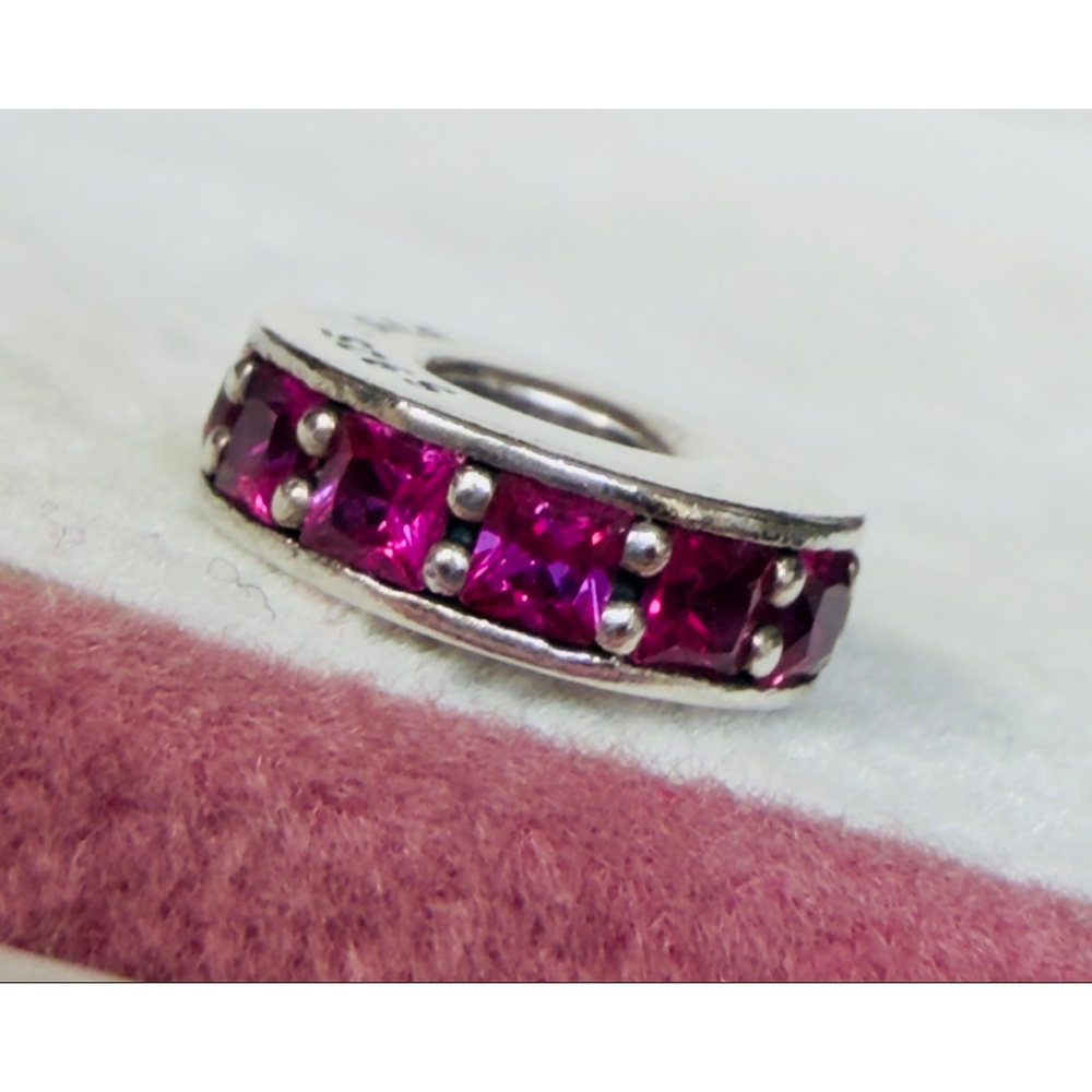 Pandora Sterling Silver Eternity Royal-Pink Crystal Spacer Charm
